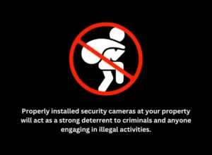 The visibility of a security camera suggests a sense of danger and the enforcement of the law, discouraging anyone intending to commit a crime